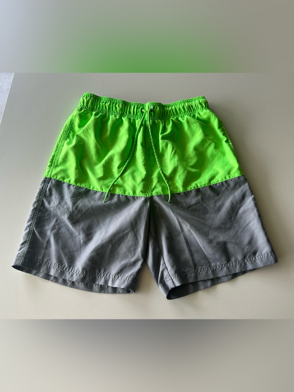 Faded Glory Neon Green and Gray Two-Tone Athletic Shorts